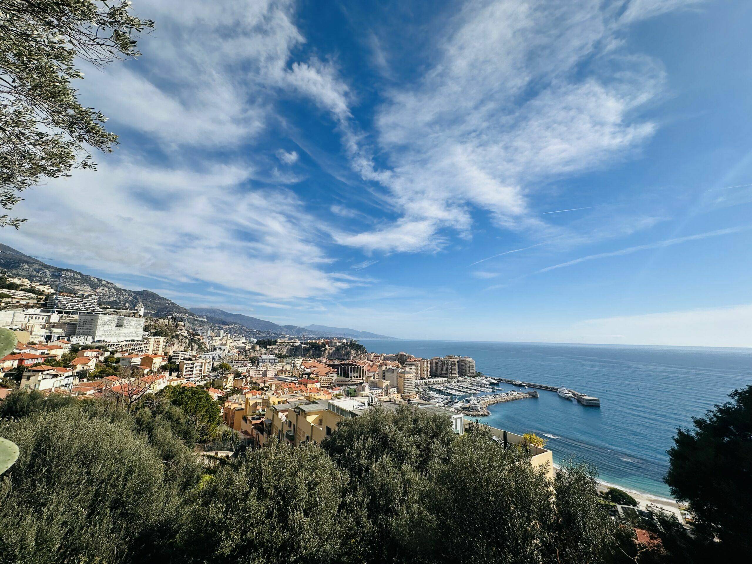 Vue panoramique sur Monaco, le port et la mer depuis l'appartement – location Cap d'Ail