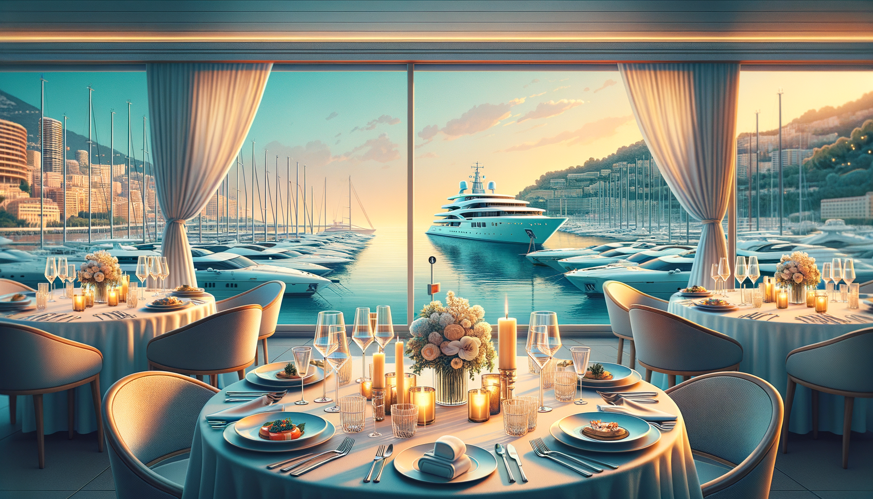 Restaurant gastronomique vue port Hercule Monaco